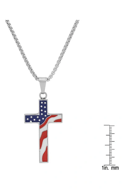 Shop Hmy Jewelry Enameled Cross Pendant Necklace In Metallic