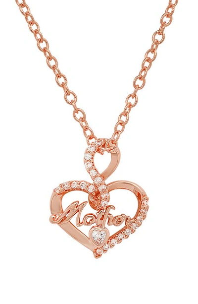 Shop Hmy Jewelry Mother 18k Rose Gold Plated Heart Pendant Necklace In Pink