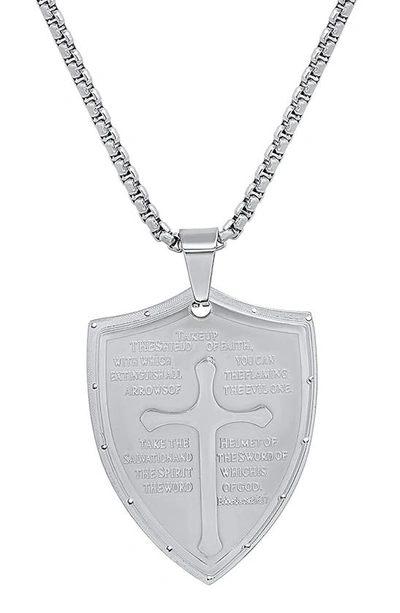 Shop Hmy Jewelry The Sheild Of Faith Pendant Necklace In Metallic