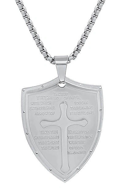Shop Hmy Jewelry The Sheild Of Faith Pendant Necklace In Metallic