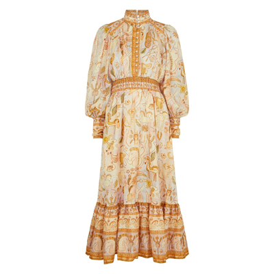 Shop Alemais Solitaire Printed Linen Midi Dress