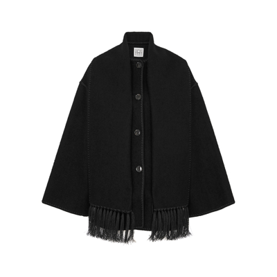 Shop Totême Black Scarf-effect Wool-blend Jacket - 8