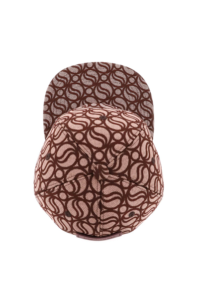 Shop Stella Mccartney S-wave Jacquard Fabric Baseball Cap In Red