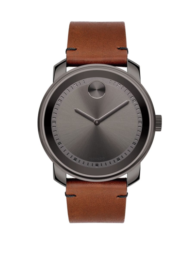 Shop Movado Men's Bold Stainless Steel & Leather Strap Watch In Neutral