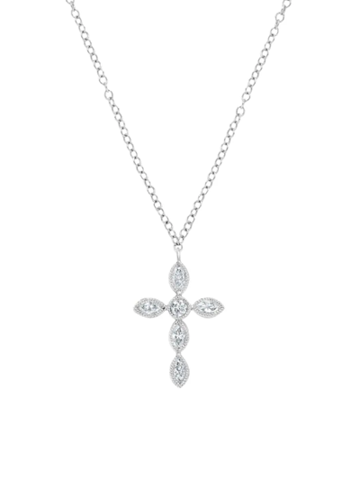 Shop Saks Fifth Avenue Women's 14k White Gold & 0.15 Tcw Diamond Cross Necklace