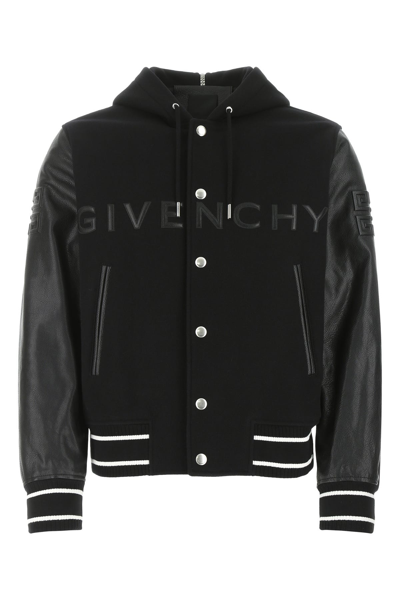 Shop Givenchy Black Wool Blend Bomber Jacket Black  Uomo 48