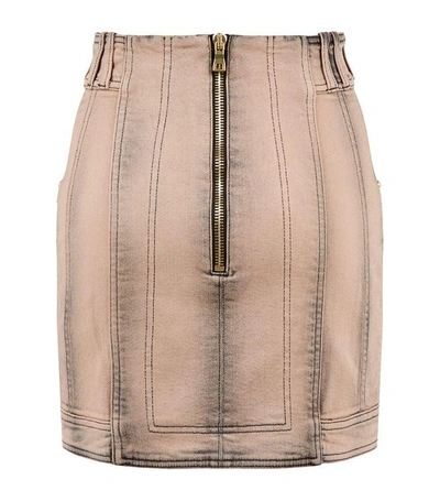 Shop Balmain Button Front Denim Skirt
