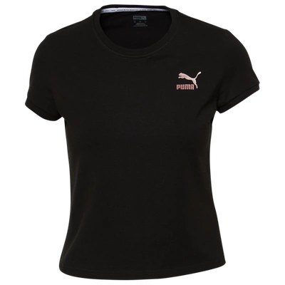 Puma Womens Crop T-shirt In Black/rose Gold | ModeSens