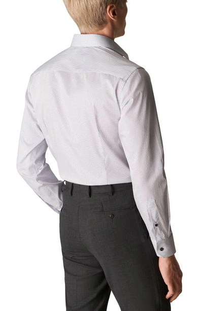 Shop Eton Slim Fit Dot Dress Shirt In White/ Navy