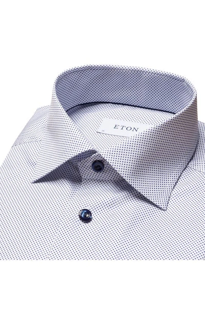 Shop Eton Slim Fit Dot Dress Shirt In White/ Navy