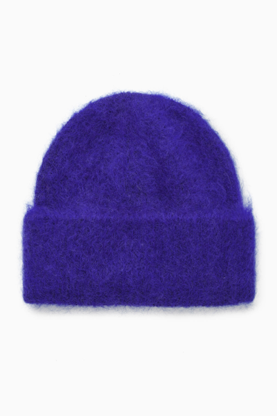 Shop Cos Textured Knitted Beanie Hat In Blue