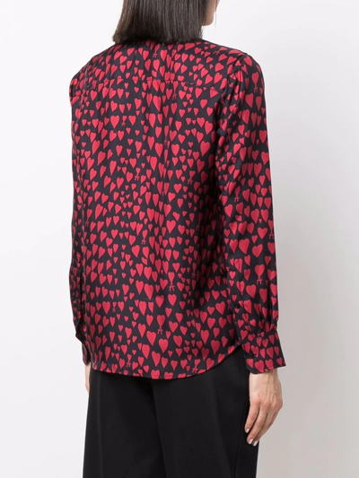 Shop Ami Alexandre Mattiussi Heart Pattern Button-up Shirt In Red