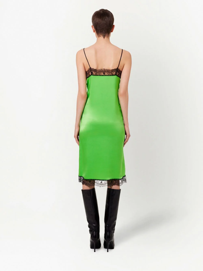 Ami Alexandre Mattiussi Silk-satin Midi Dress With Laced Details In Green