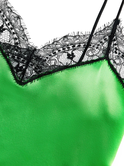 Shop Ami Alexandre Mattiussi Lace-trim Slip Dress In Green