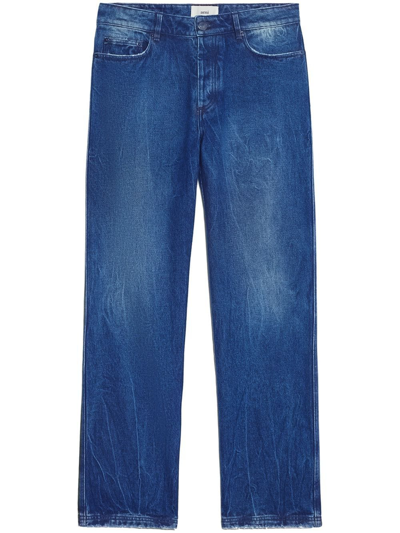 Shop Ami Alexandre Mattiussi Low-rise Straight-leg Jeans In Blue