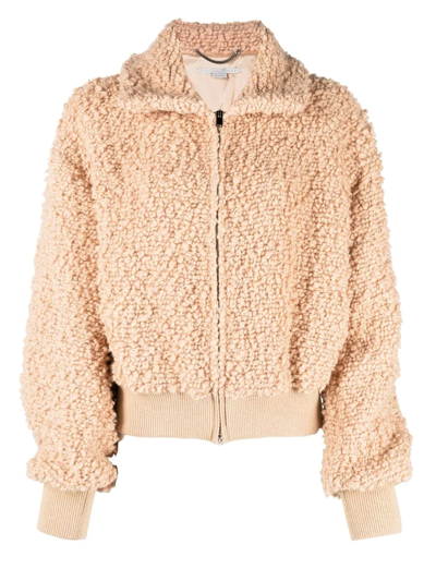 Shop Stella Mccartney Softly Textured Cropped Bomber Jacket In 6802 - Blush