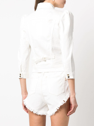 Shop Retroféte Ada Button-up Denim Jacket In White