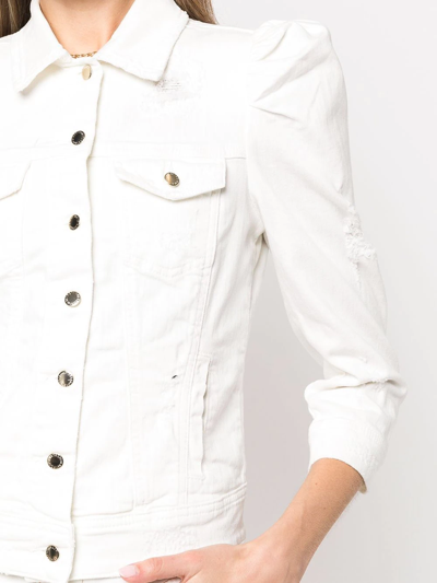 Shop Retroféte Ada Button-up Denim Jacket In White