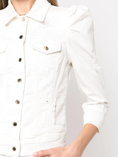 Retroféte Button-up Denim Jacket In White