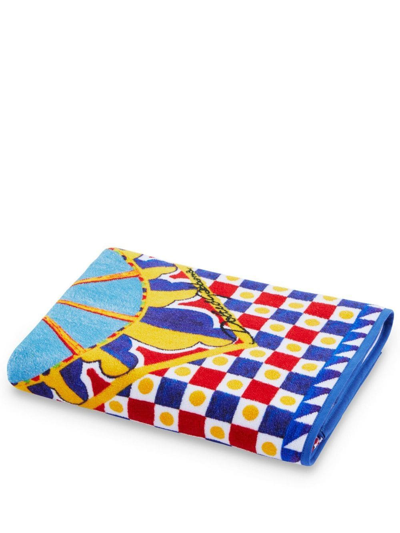 Shop Dolce & Gabbana Terry Cloth Hand Towel In Blau