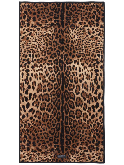 Dolce & Gabbana Terry Cotton Hand Towel In Schwarz