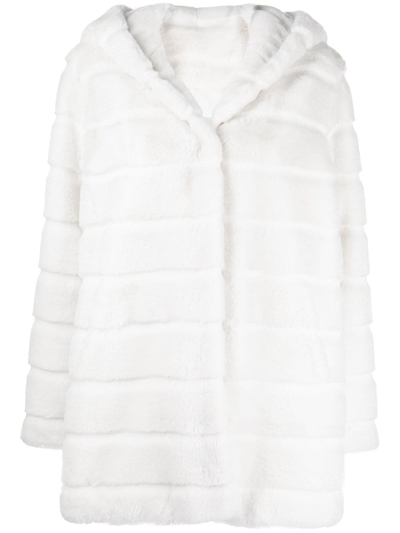 Shop Apparis Hooded Faux-fur Coat In White