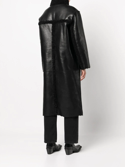Apparis Tilly Reversible Faux Shearling Long Coat In Black