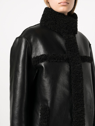 Apparis Tilly Reversible Faux Shearling Long Coat In Black