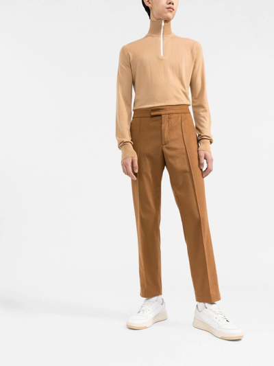 Shop There Was One Mid-rise Straight-leg Trousers In Brown