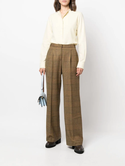 Shop Aspesi Check-print Trousers In Yellow