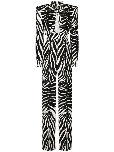 Shop Dolce & Gabbana Zebra-print Jumpsuit In Black