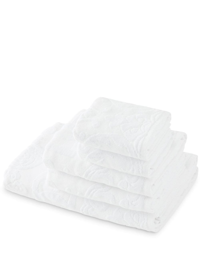 Shop Dolce & Gabbana Barocco Logo-jacquard Towels (set Of 5) In Weiss