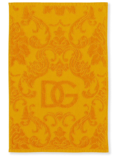 Shop Dolce & Gabbana Barocco Logo-jacquard Towels (set Of 5) In Orange