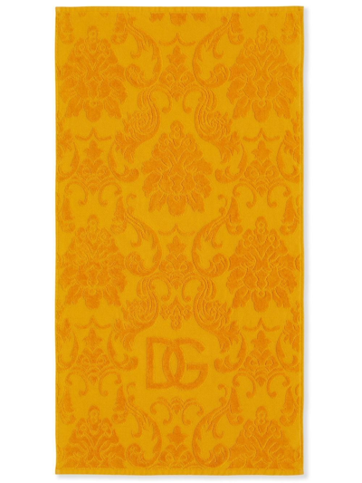 Dolce & Gabbana Terry Cotton Towels (set Of Five) In Orange
