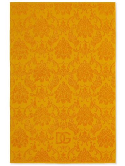 Shop Dolce & Gabbana Barocco Logo-jacquard Towels (set Of 5) In Orange