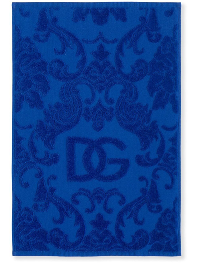 Shop Dolce & Gabbana Barocco Logo-jacquard Towels (set Of 5) In Blau