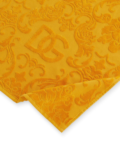 Shop Dolce & Gabbana Barocco Logo-jacquard Towels (set Of 5) In Orange