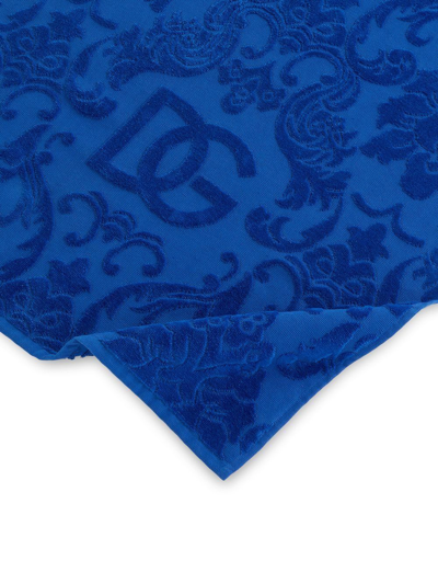 Shop Dolce & Gabbana Barocco Logo-jacquard Towels (set Of 5) In Blau