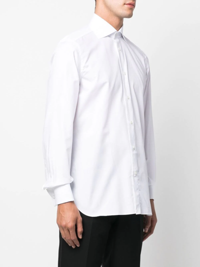 Zegna Long-sleeved Lapel Shirt In White