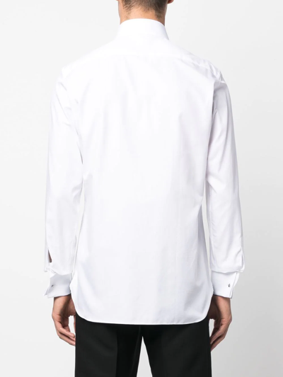 Zegna Long-sleeved Lapel Shirt In White