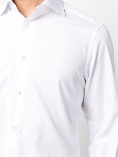 Zegna Long-sleeved Lapel Shirt In White