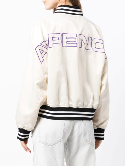 Shop Aape By A Bathing Ape Logo-patch Bomber Jacket In Weiss