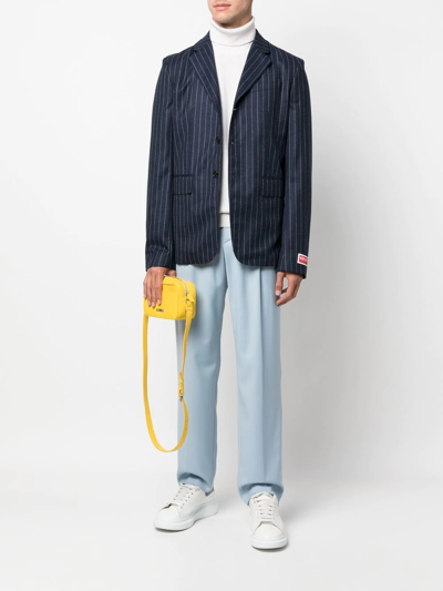 Kenzo Pinstripe Single-breasted Blazer In Blau