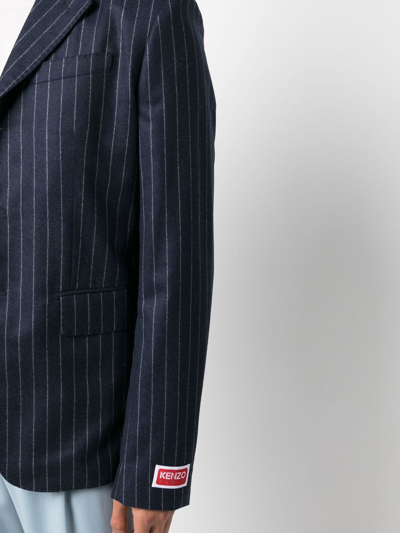 Kenzo Pinstripe Single-breasted Blazer In Blau