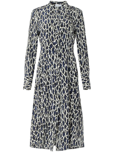 Shop Equipment Thea Leopard-print Silk Dress In Blau