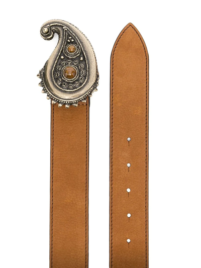 Shop Orciani Paisley-plaque Leather Belt In Nude