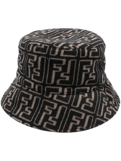 Shop Fendi Ff-jacquard Bucket Hat In Schwarz