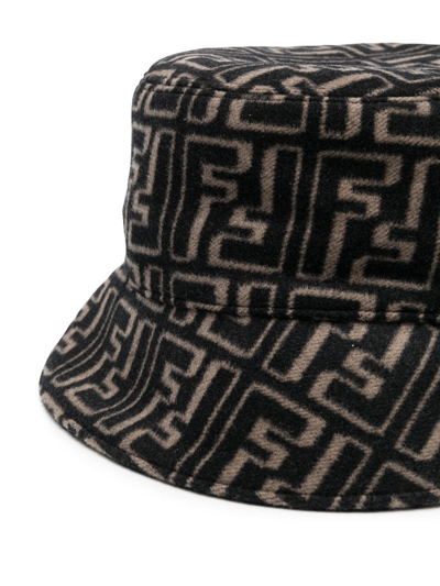 Shop Fendi Ff-jacquard Bucket Hat In Schwarz