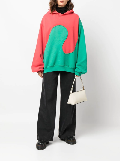 Shop Erl Waves Two-tone Hoodie In Red Green
