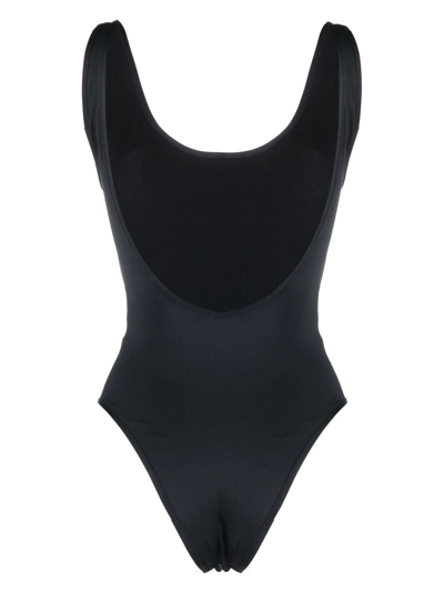 Shop Balmain Chain-print One-piece Swimsuit In 001 Black